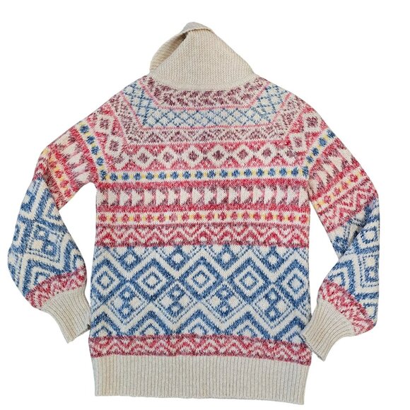 Cabi highlands Womens XS Multicolor Fair Isle Knit Sweater Shawl Collar & Zipper - Picture 3 of 7